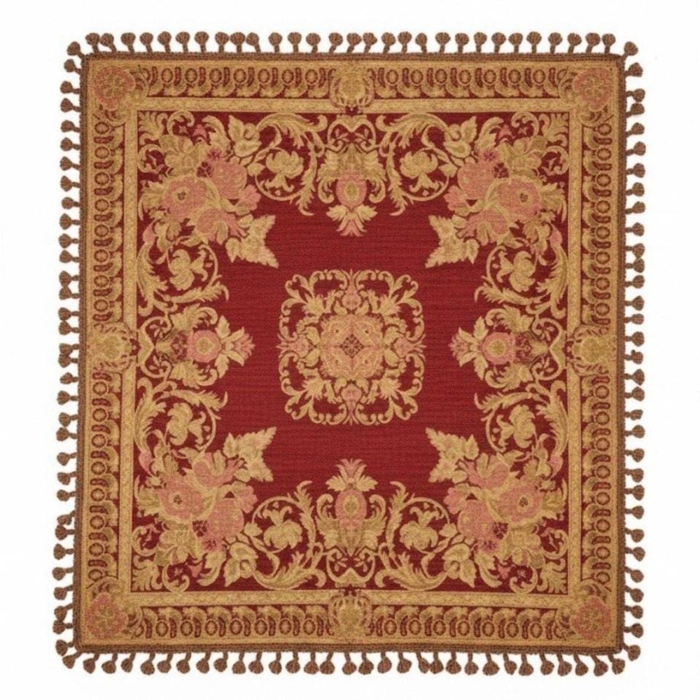 Opera Woven Damask Tassel Fringe Throw Blanket Floral India 4'x6' - 48"x72"
